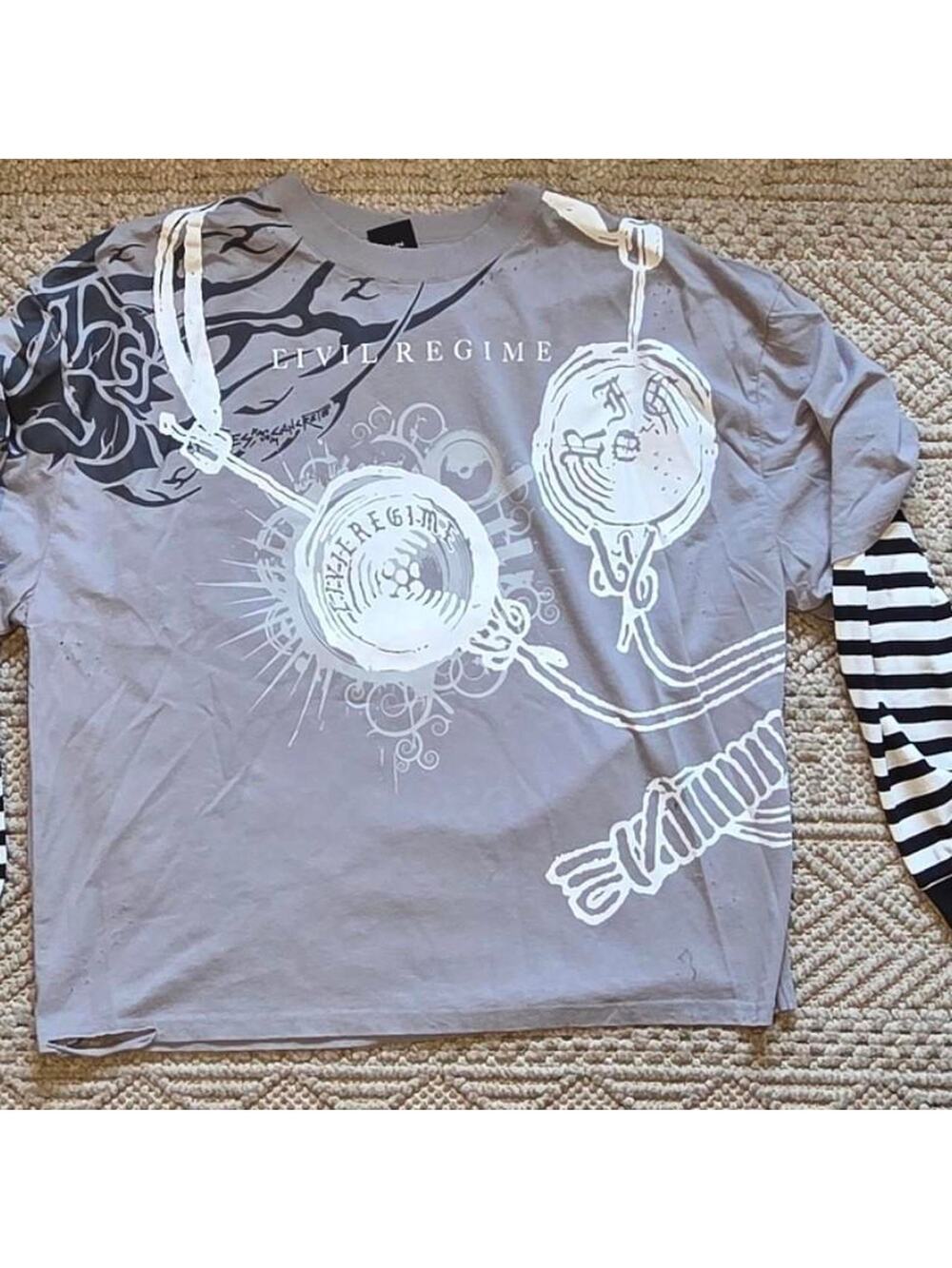 Civil Regime graphic layered long sleeve shirt 2XL NWOT